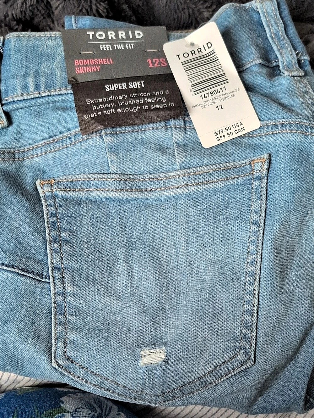 Torrid Bombshell Skinny Jeans Blue Waist 12S